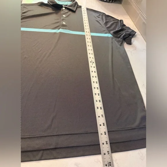 FOOTJOY GOLF ENGINEEREDNAILHEAD JACQUARD MENS POLO SHIRT BLACK, WHITE, & AQUA LG - Picture 8 of 11